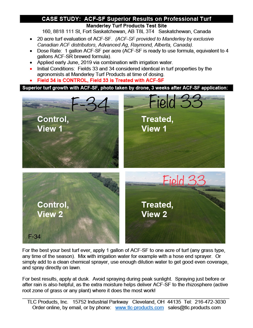 Turf with and without ACF-SF