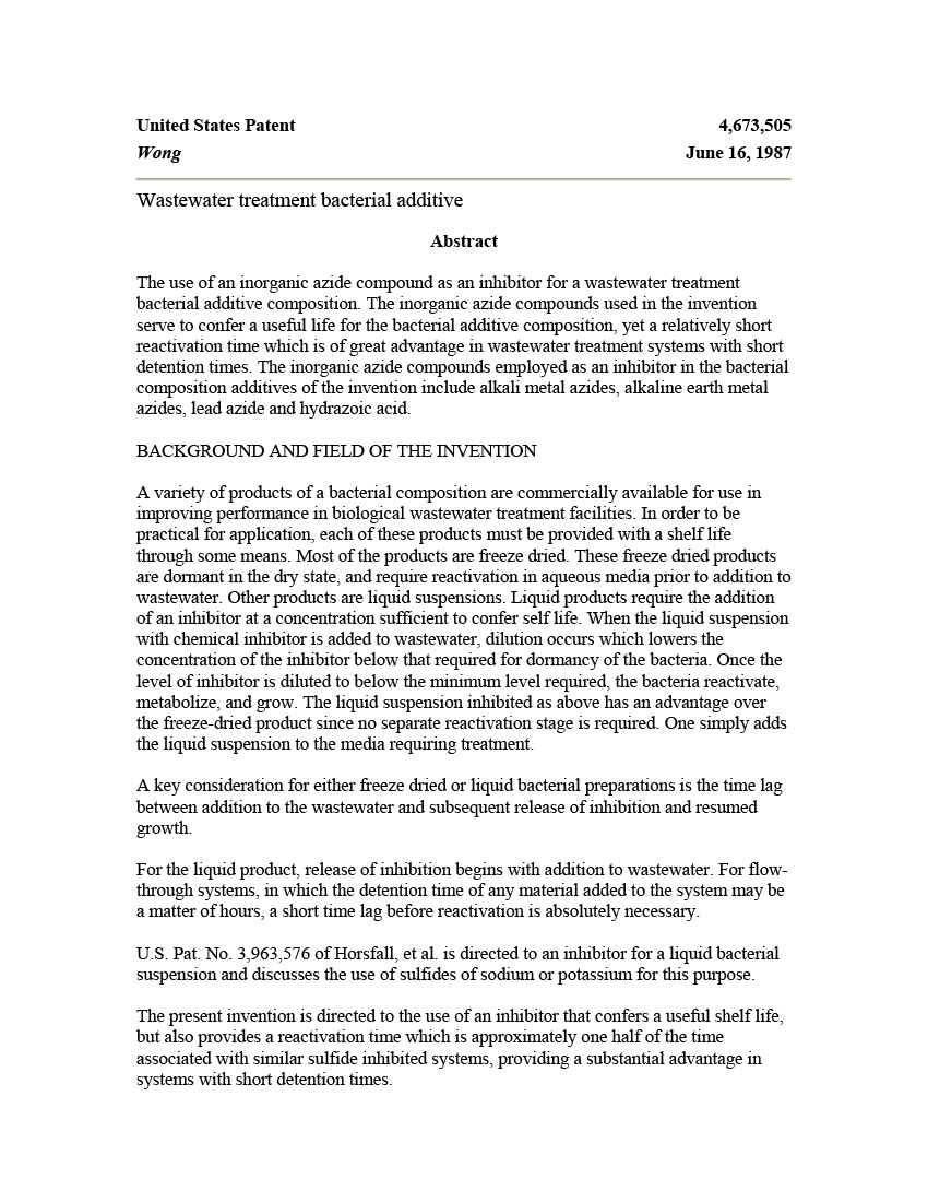 Patent 1: A method for stabilizing bacteria