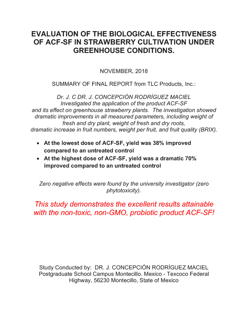 TLC ACF-SF Strawberry Study